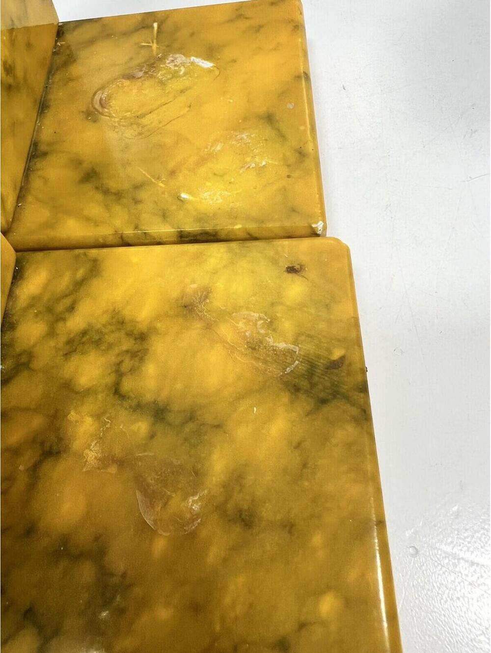 Italian Alabaster Stone Bookends- Yellow Marble Made In Italy MCM See Notes - Picture 7 of 9